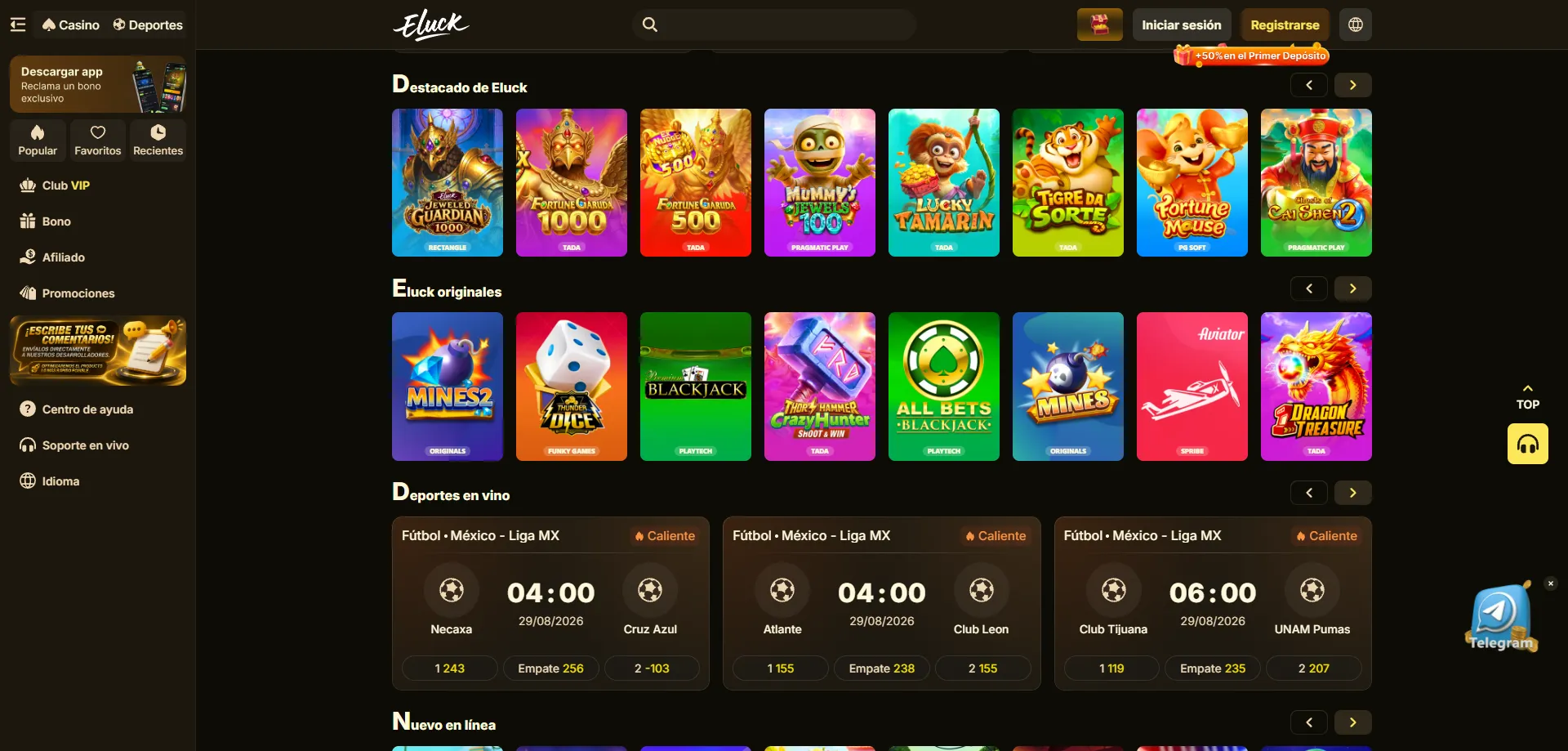 Tragamonedas de alta volatilidad en Eluck Casino MX