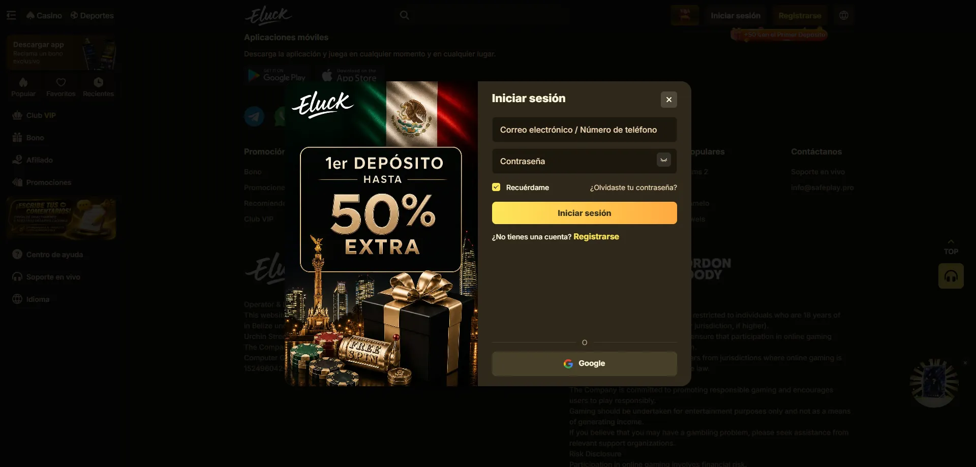 Iniciar sesión en Eluck Casino cuenta de jugador
